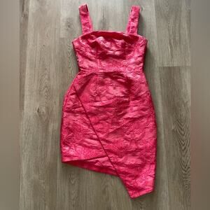 elliatt taylee hot pink jacquard asymmetrical hem mini dress Small NEW barbie